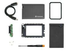 Transcend StoreJet 25CK3 zunanji okvir za 2,5" HDD/SSD, SATA III, USB 3.0, gumijasto ohišje, siva
