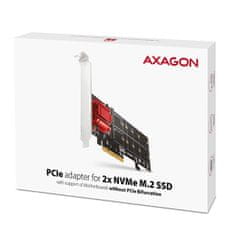 AXAGON PCEM2-ND, krmilnik PCI-Express x8 za povezavo do dveh SSD M.2 NVMe z računalnikom