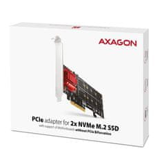 AXAGON PCEM2-ND, krmilnik PCI-Express x8 za priključitev do dveh SSD M.2 NVMe na računalnik