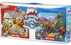 Grafix Panoramska sestavljanka Robot Race &amp; BMX Racers 2x45 kosov