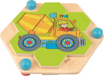Goki Puzzle šestkotnik Gradbeni stroji
