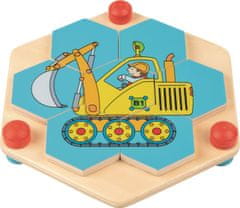 Goki Puzzle šestkotnik Gradbeni stroji