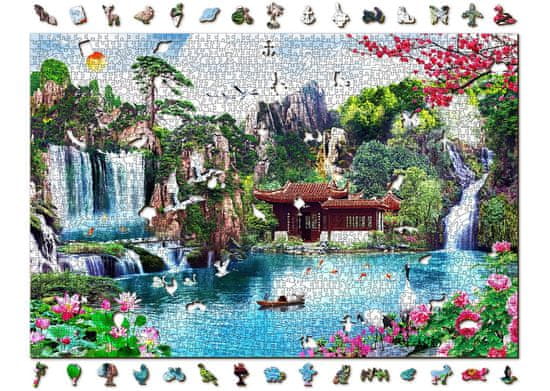 Wooden city Lesena sestavljanka Slapovi v japonskem vrtu 2v1, 2000 kosov ECO