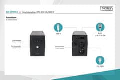 Digitus Professional Line-interactive UPS, 600VA / 360W 12V / 7Ah x1, 2x CEE 7/7, AVR, RJ-11, zaslon LED