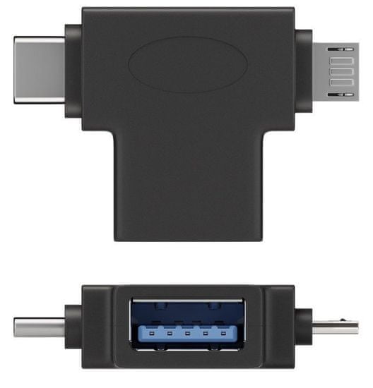 PremiumCord Adapter iz USB-A v USB-C + mikro USB-B
