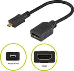 PremiumCord Adapter Flexi HDMI tip A ženska - mikro HDMI tip D moški za prilagodljivo povezavo