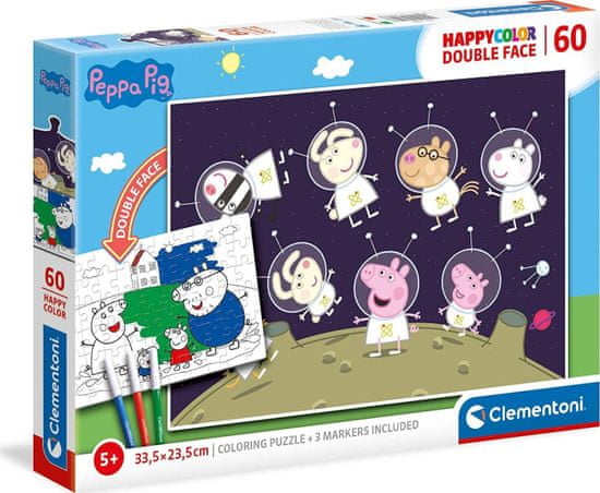 Clementoni Dvostranska sestavljanka Peppa Pig in space 60 kosov