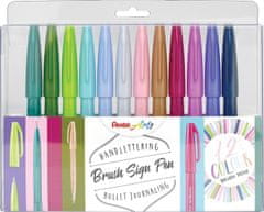 Pentel Arts Touch Brush Sign Pen - pastelne barve 12 kosov, komplet