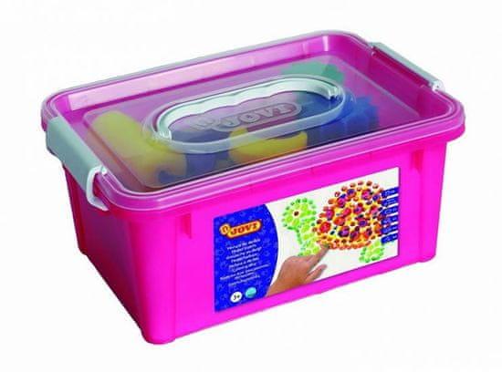 JOVI prstne barve BOX (6x125ml, 4 šablone, 4 gumbi za barvanje, 1 penasti valjček, blazinica)