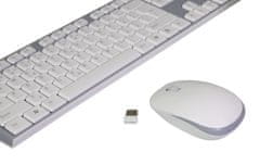 Evolveo WK-180, komplet brezžične tipkovnice in miške, USB, 2,4 GHz, CZ/US, belo-siva