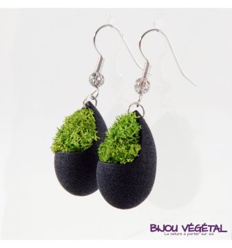 Radis et Capucine Nakit v živo - Solzni uhani črni z lišajem