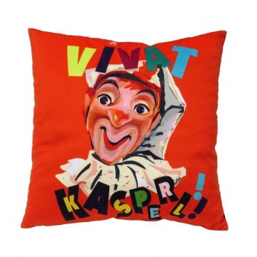 Kasperl &amp; Pezi: Vzglavnik 30x30 cm - Vivat Kasperl / rdeča