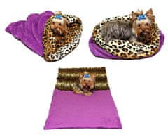 Pasja postelja Marysa 3v1, vijolična/leopardja, velikost XL