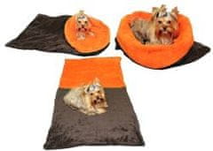 Pasja postelja Marysa 3 v 1, temno siva/oranžna, velikost XL