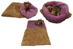 Pasja postelja Marysa 3v1, DE LUXE, bež/vijolična, velikost XL