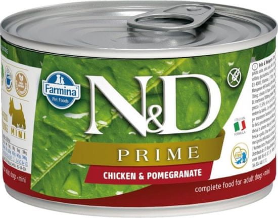 N&D PRIME Dog cons. Piščanec in granatno jabolko Mini 140 g