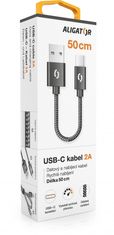 Aligator PREMIUM 2A kabel, 50 cm USB-C, črn