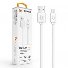 Aligator Podatkovni kabel 2A micro USB 2 m, bel