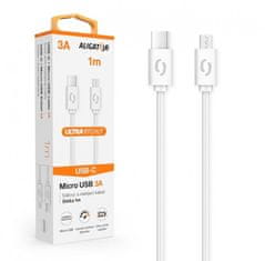 Aligator Podatkovni kabel POWER 3A, USB-C/microUSB, bela
