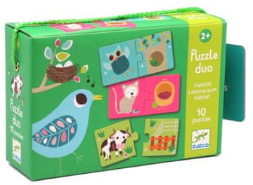 Djeco Puzzle Živalske hišice 10x2 kosov