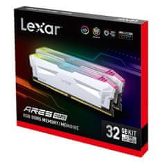 Lexar ARES DDR5 32GB (komplet 2x16GB) UDIMM 6400MHz CL32 XMP 3.0 - RGB, hladilnik, bela