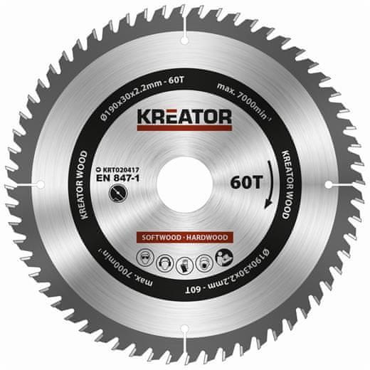 Kreator žagin list KRT020417 za les 190 mm, 60T