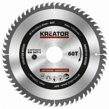 Kreator žagin list KRT020415 za les 185mm, 60T