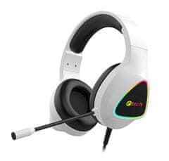 C-Tech igralne slušalke z mikrofonom Midas (GHS-17W), priložnostne igre, RGB osvetlitev, 3,5-milimetrski priključek + USB (pod.), bele barve