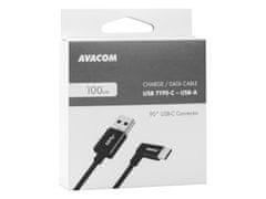 Avacom Kabel za prenos podatkov in polnjenje USB - USB Type-C, 100 cm, 90° priključek, črn