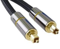 PremiumCord Optični zvočni kabel Toslink, OD: 7 mm, zlata kovinska zasnova + najlon 2 m