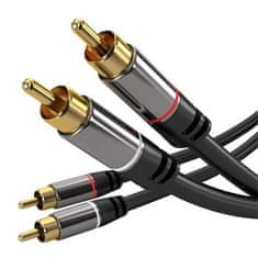 PremiumCord Ekraniran kabel HQ 2x CINCH-2x CINCH M/M 3m