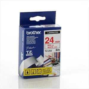 Brother - TZe-252, bela / rdeča - 1 kos (24 mm, laminiran)