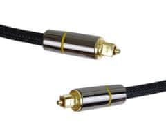 PremiumCord Optični zvočni kabel Toslink, OD: 7 mm, zlata kovinska zasnova + najlon 2 m