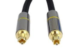 PremiumCord Optični zvočni kabel Toslink, OD: 7 mm, zlata kovinska zasnova + najlon 3 m