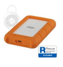 LaCie HDD zunanji trdi disk Rugged Secure 2,5" 2TB - USB-C, oranžna