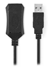 Nedis aktivni podaljšek USB 2.0/ vtič USB-A - vtičnica USB-A/ črna/ 5 m