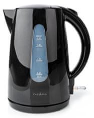 Nedis električni čajnik KAWK130EBK/ prostornina 1,7 l/ 360° vrtenje/ 1850 - 2200 W/ plastika/ črna