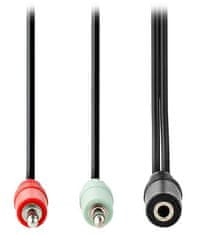 Nedis CAGB22160BK02- Stereo zvočni kabel | 3,5 mm vtič - 2 x 3,5 mm vtič | 0,12 m | okrogel | črn