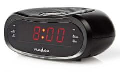 Nedis digitalna budilka z radiem/ prikazovalnik LED/ AM/ FM/ funkcija dremeža/ časovnik izklopa/ 2 alarma/ črna