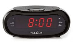 Nedis digitalna budilka z radiem/ prikazovalnik LED/ AM/ FM/ funkcija dremeža/ časovnik izklopa/ 2 alarma/ črna
