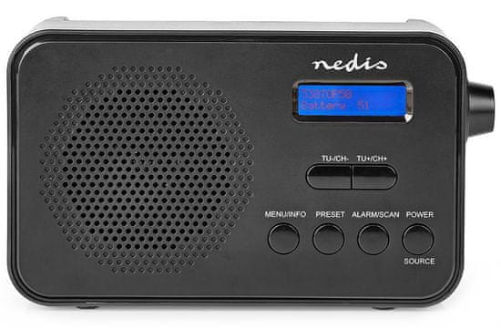 Nedis Prenosni radio / DAB+/ FM/ 1,3"/ baterija/ digitalno/ 3,6 W/ budilka/ časovnik izklopa/ črn