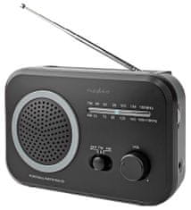 Nedis Prenosni radio / AM/ FM/ baterijsko napajanje/ omrežno napajanje/ analogno/ 1,8 W/ izhod za slušalke/ črna/siva
