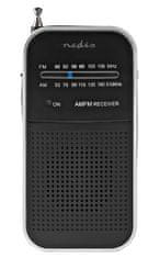 Nedis Prenosni radio / AM/ FM/ baterijsko napajanje/ analogno/ 1,5 W/ izhod za slušalke/ aluminij/ črna