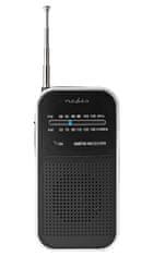 Nedis Prenosni radio / AM/ FM/ baterijsko napajanje/ analogno/ 1,5 W/ izhod za slušalke/ aluminij/ črna