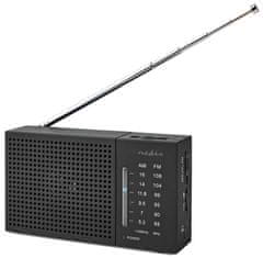 Nedis Prenosni radio / AM/ FM/ baterijsko napajanje/ analogno/ 1,5 W/ izhod za slušalke/ črn