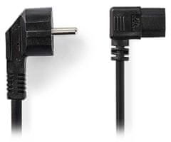 Nedis 230V napajalni kabel/ 10A priključek/ kotni priključek IEC-320-C13/ kotni vtič Schuko/ črn/ 5m