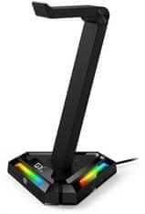 Genius GX-UH100, stojalo, gaming slušalke s priključkom USB HUB, RGB osvetlitev, 2x USB, 2x USB-C, črne