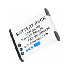 Braun Baterija PENTAX D-Li88, SANYO DB-L80, PANASONIC VBX070,090, 740mAh