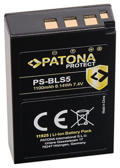 PATONA baterija za fotografije Olympus BLS5 1100mAh Li-Ion Protect