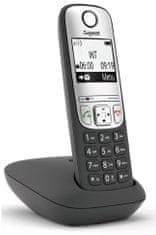 Siemens GIGASET A690HX - Dodatna slušalka DECT/GAP s polnilnikom za brezžični telefon, barva črna/srebrna